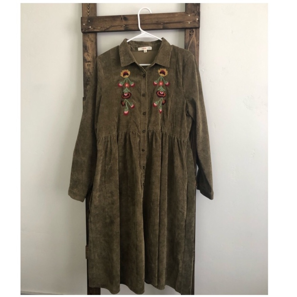 Olive Green Corduroy Dress